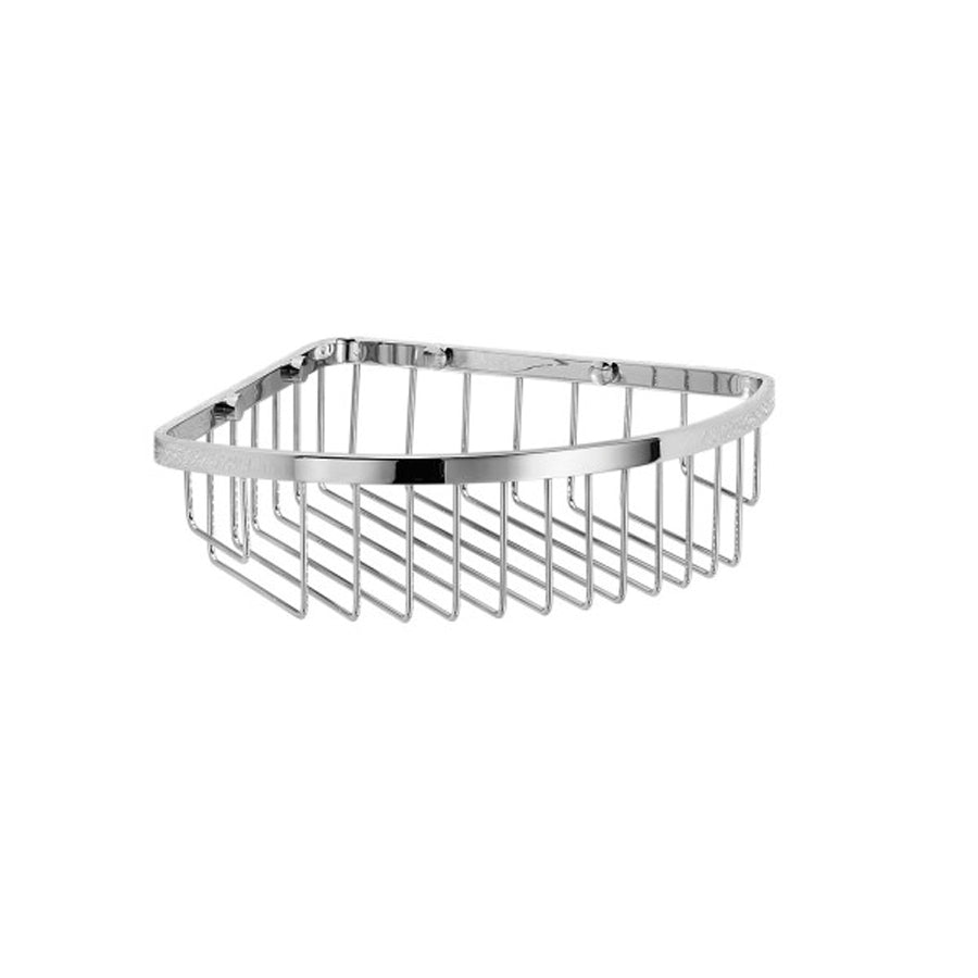 Portaoggetti angolare doccia grigliato in ottone cromato Lineabeta collezione Filo - Raggio cm 22