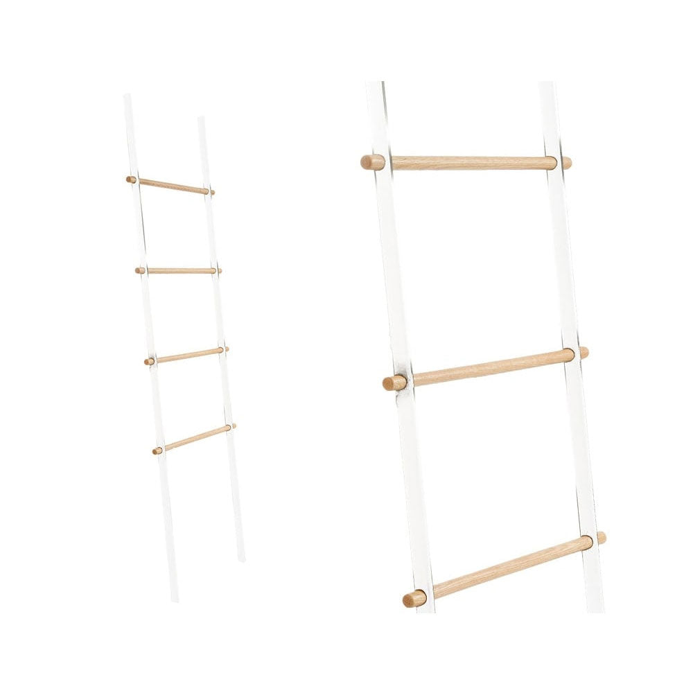 Scala porta asciugamani/riviste modello 'Mit Stair' in metallo e legno by Cipi cm 49x3x170h - Bianco