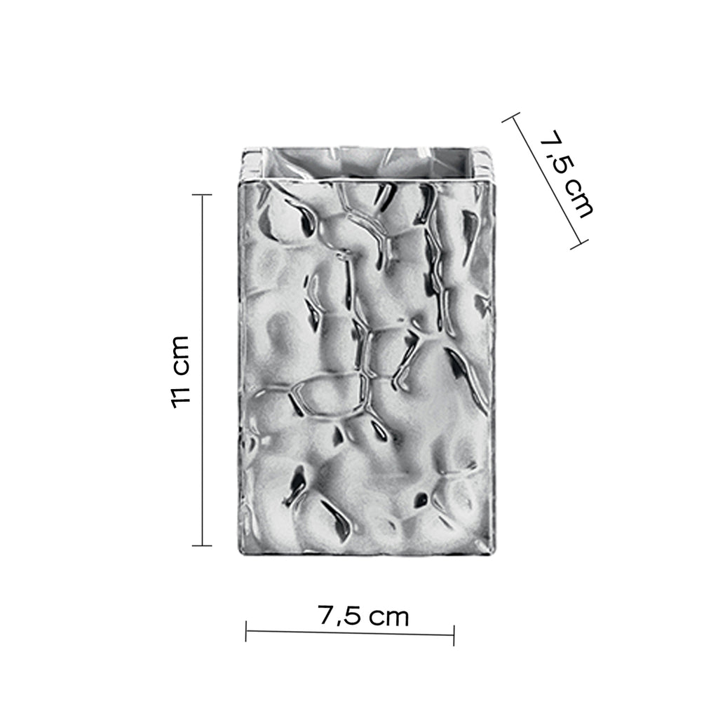 Portaspazzolini in ceramica Gedy modello New Martina - Argento