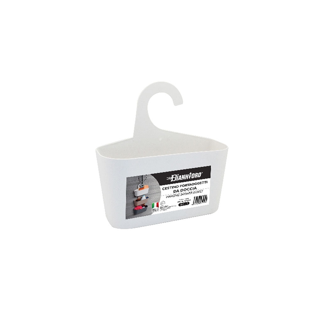 Cestino portaoggetti da doccia con gancio in duroplast 26x9x26
