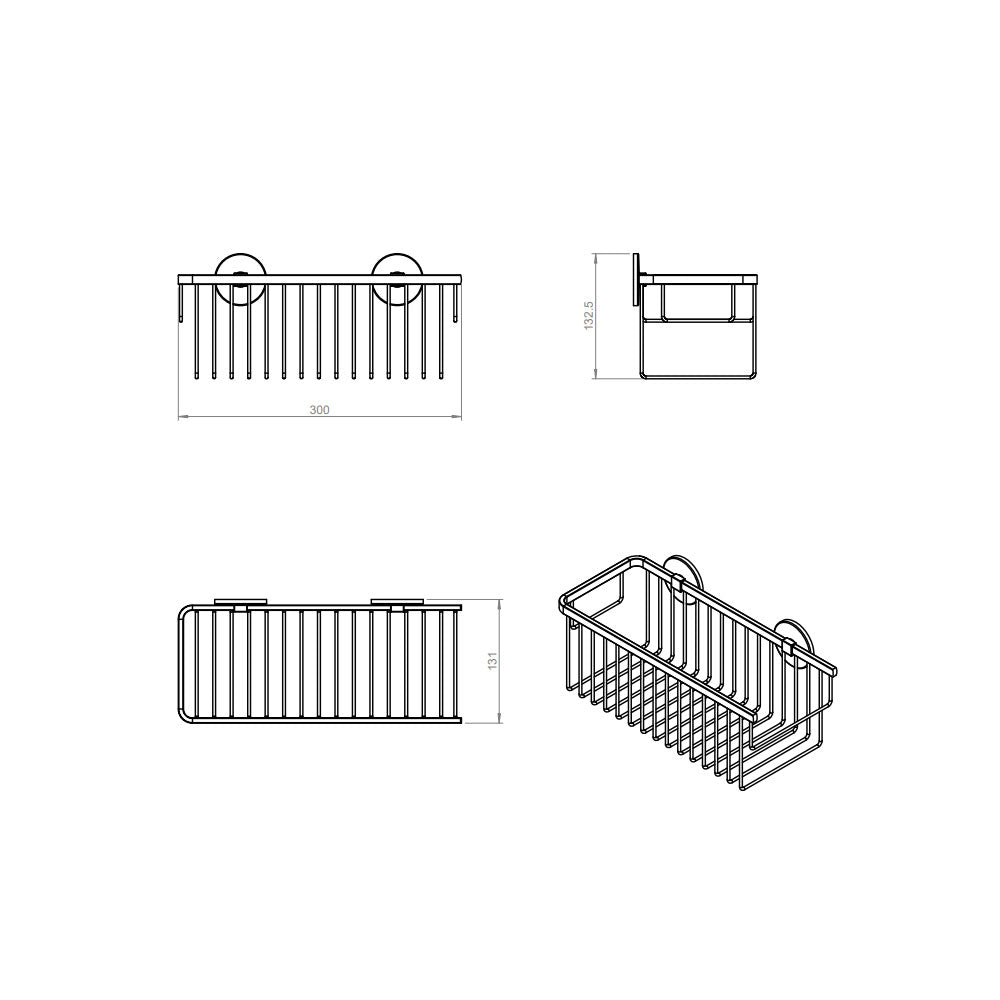 Griglia porta sapone doccia tipo cesta ad incollo - collezione 'Duo-Round' by Cosmic - in ottone cromato