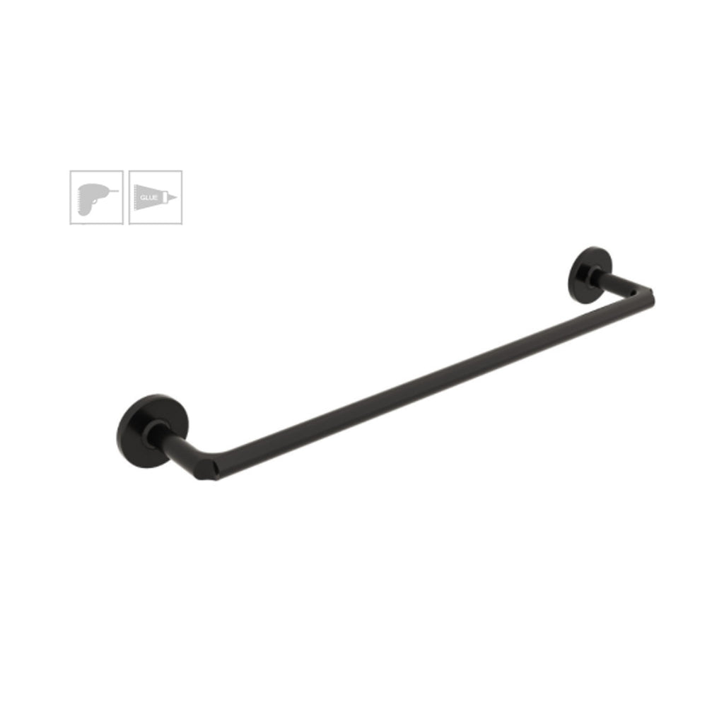 Porta asciugamani da incollo o da fissare a parete in ottone verniciato nero opaco collezione SebecÃ  di Lineabeta - 500mm