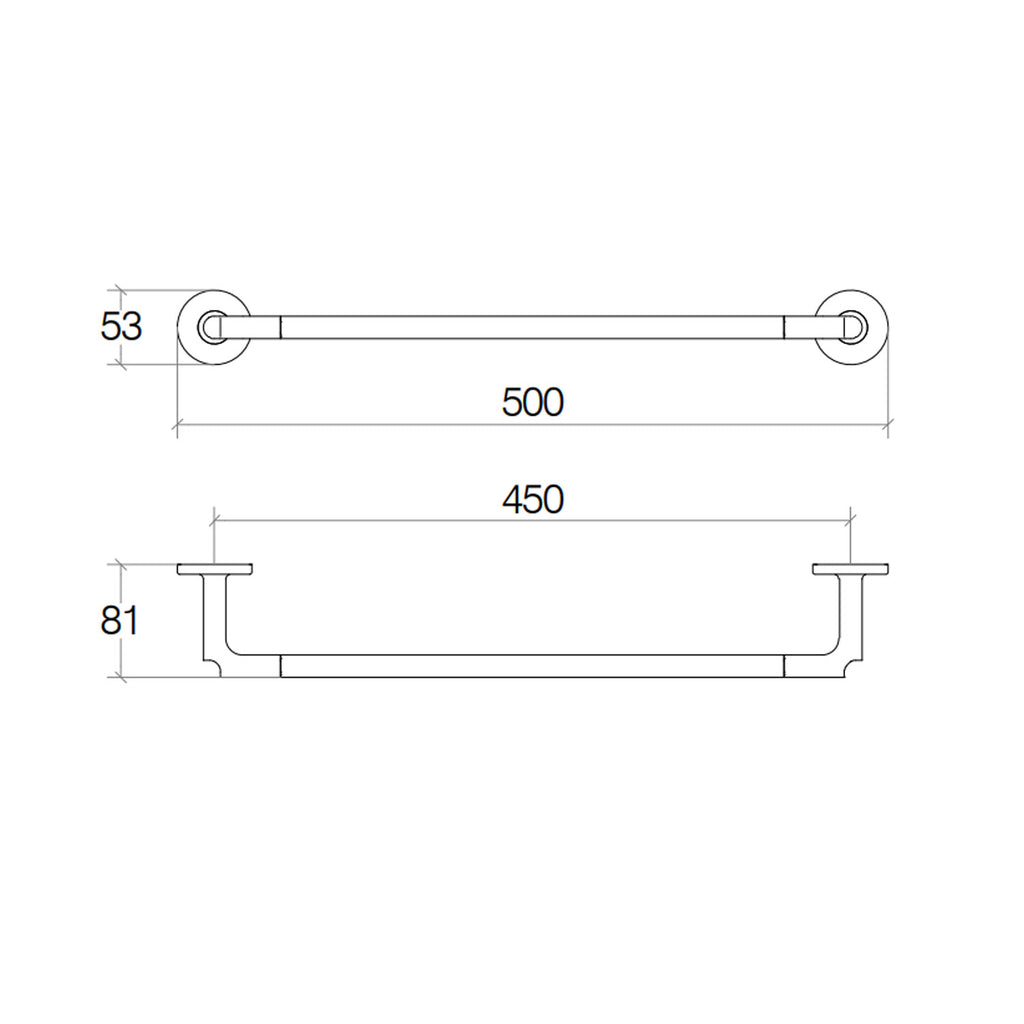 Porta asciugamani da incollo o da fissare a parete in ottone verniciato nero opaco collezione SebecÃ  di Lineabeta - 500mm