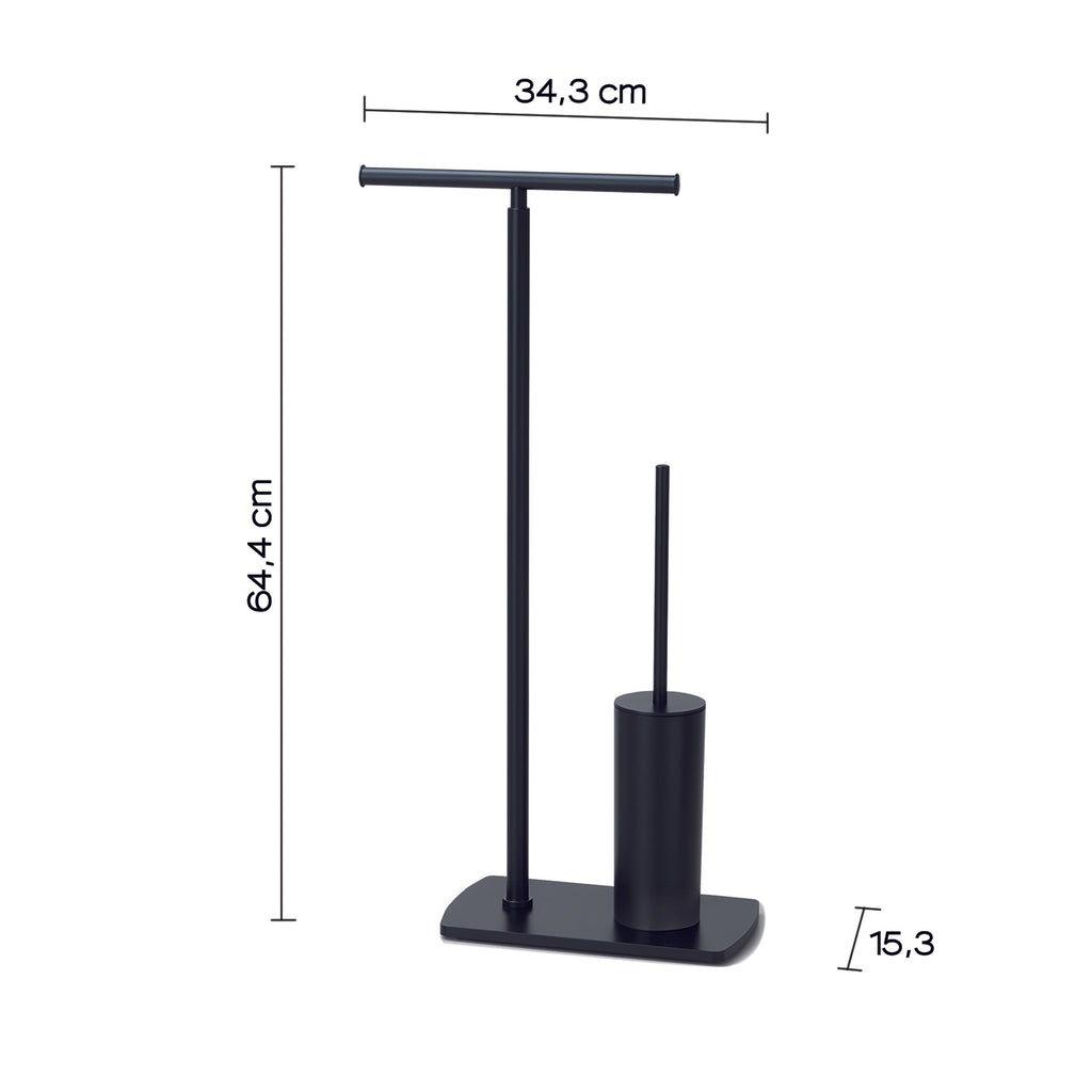 Piantana portarotolo e scopino in Acciaio Inox modello Florida di Gedy - Nero Matt
