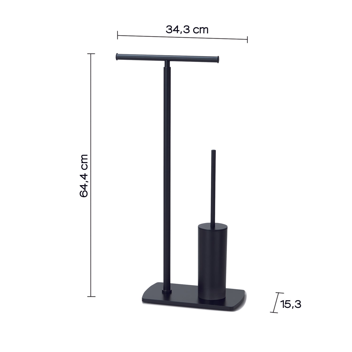 Piantana portarotolo e scopino in Acciaio Inox modello Florida di Gedy - Nero Matt