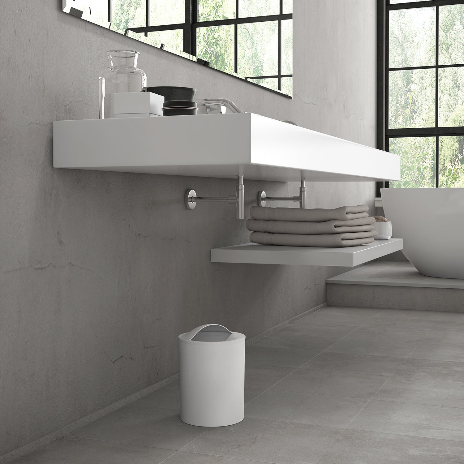 Cestino bagno da appoggio modello Eye di Gedy - Bianco