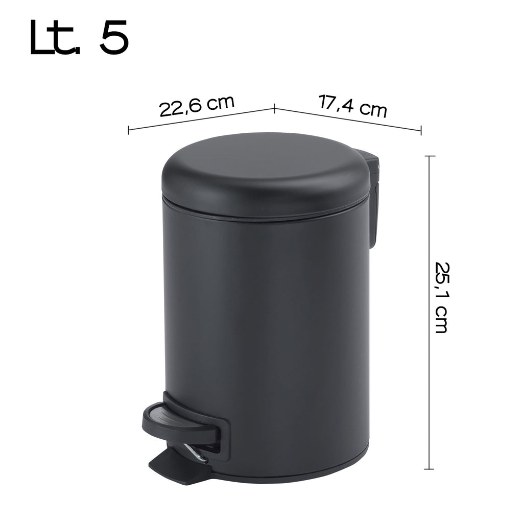 Portarifiuti 5 lt in Acciaio Inox modello Potty di Gedy - Nero Matt