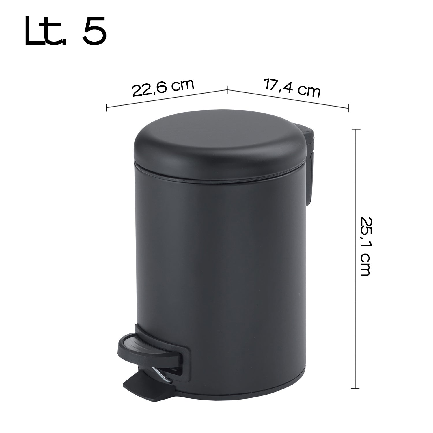 Portarifiuti 5 lt in Acciaio Inox modello Potty di Gedy - Nero Matt