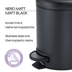 Portarifiuti 5 lt in Acciaio Inox modello Potty di Gedy - Nero Matt