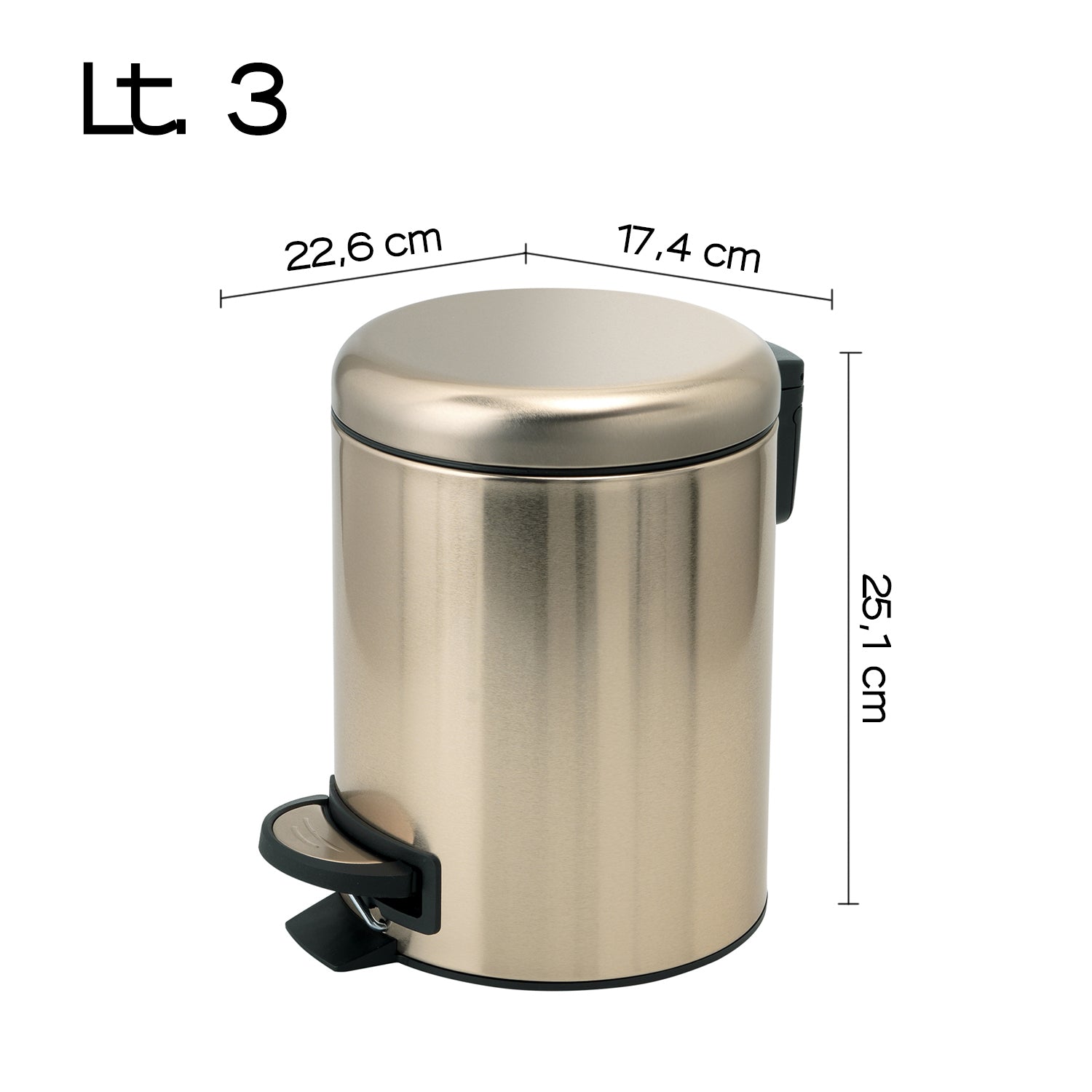 Portarifiuti 3 lt in Acciaio Inox modello Potty di Gedy - Oro Matt