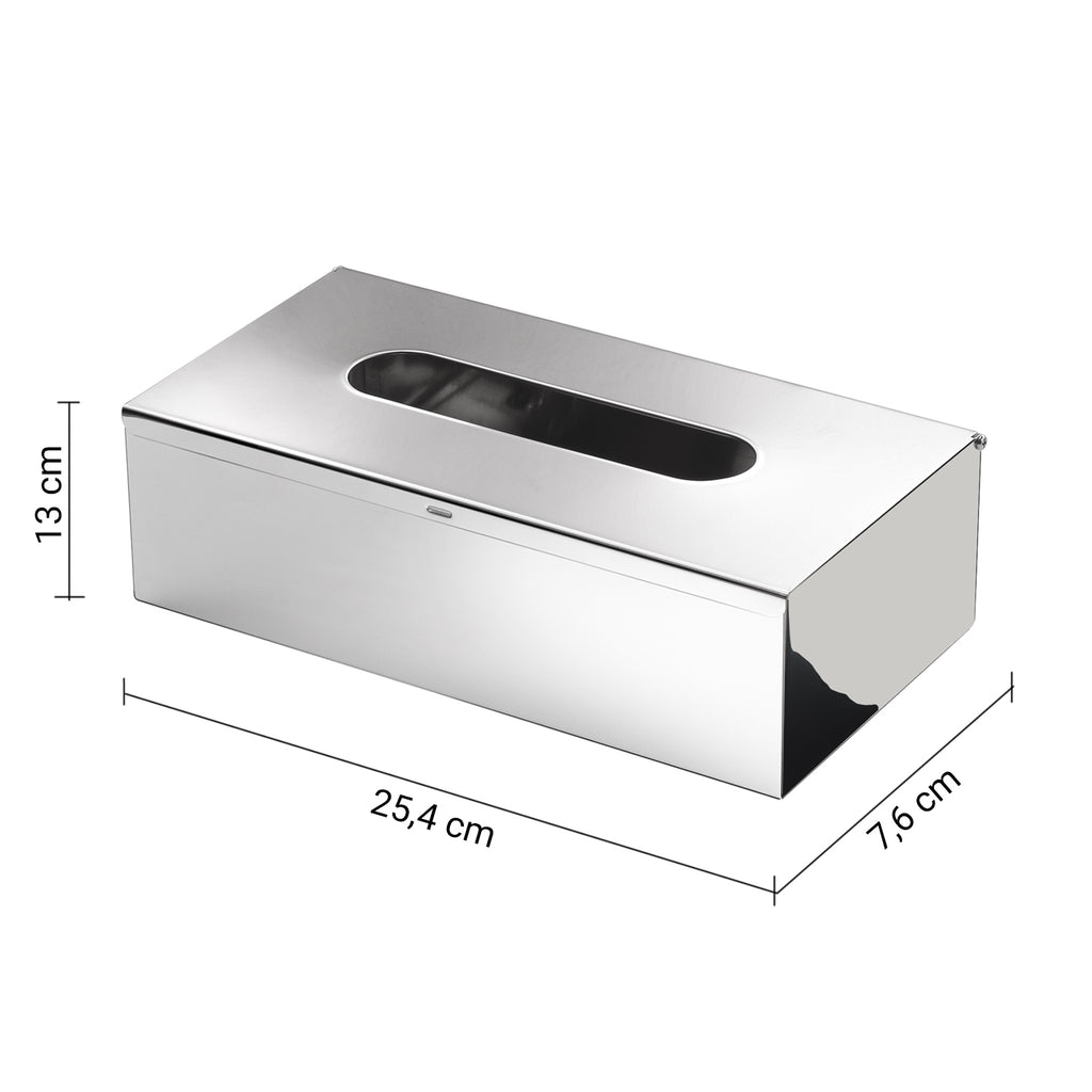 Porta fazzoletti rettangolare in Acciaio Inox AISI 304 di Gedy - Cromato lucido