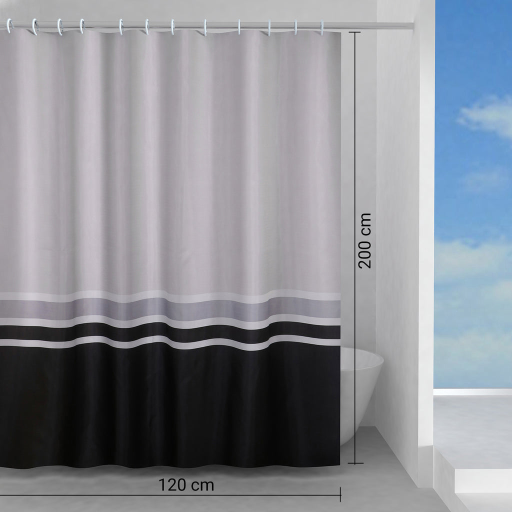 Tenda doccia in tessuto 120x200 cm modello Elegance di Gedy - Bianco/Grigio/Nero