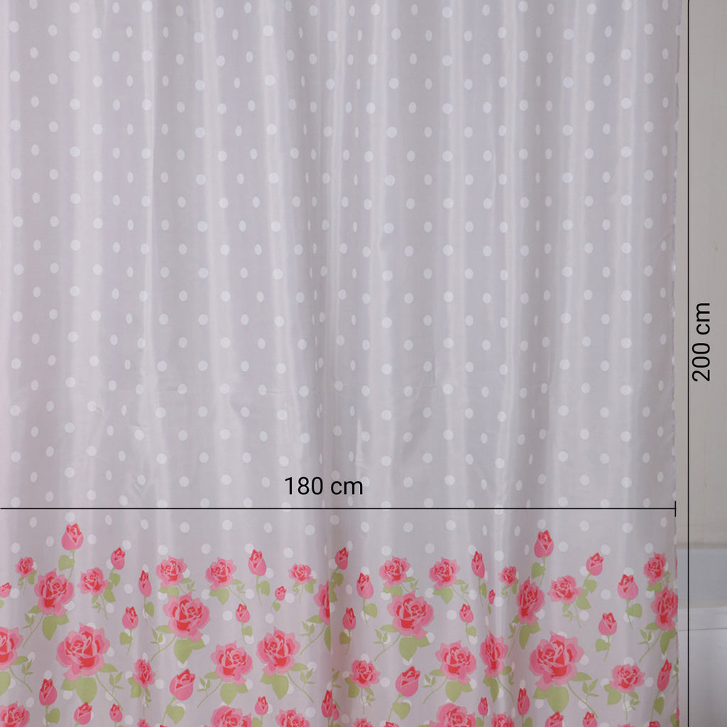 Tenda doccia in tessuto 180x200 cm modello Lady Mary di Gedy - Grigio e Rosa