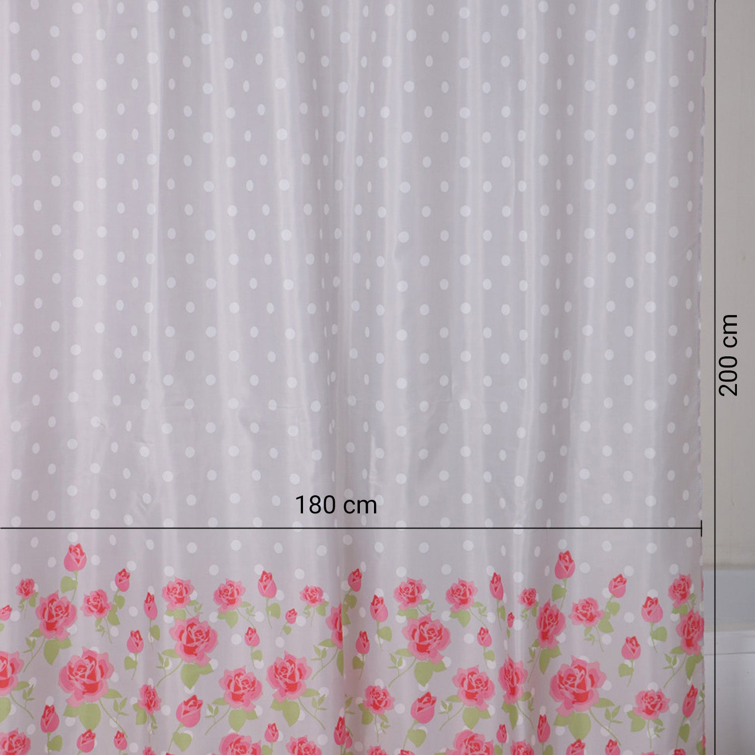 Tenda doccia in tessuto 180x200 cm modello Lady Mary di Gedy - Grigio e Rosa