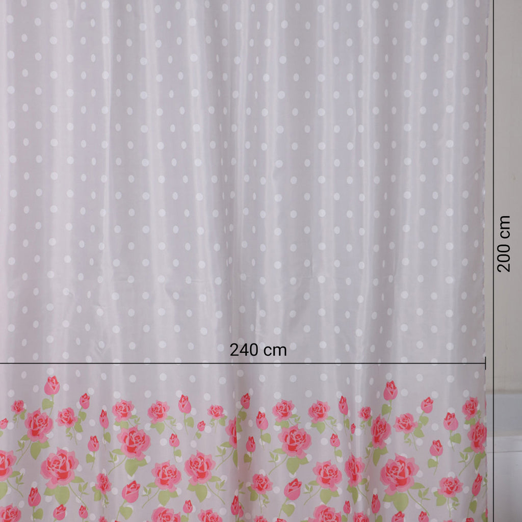 Tenda doccia in tessuto 240x200 cm modello Lady Mary di Gedy - Grigio e Rosa