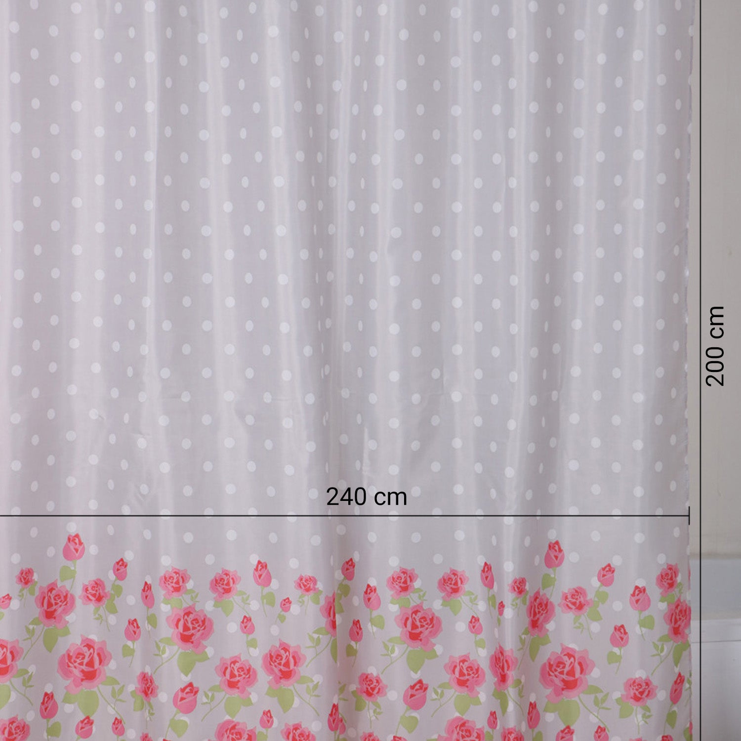 Tenda doccia in tessuto 240x200 cm modello Lady Mary di Gedy - Grigio e Rosa