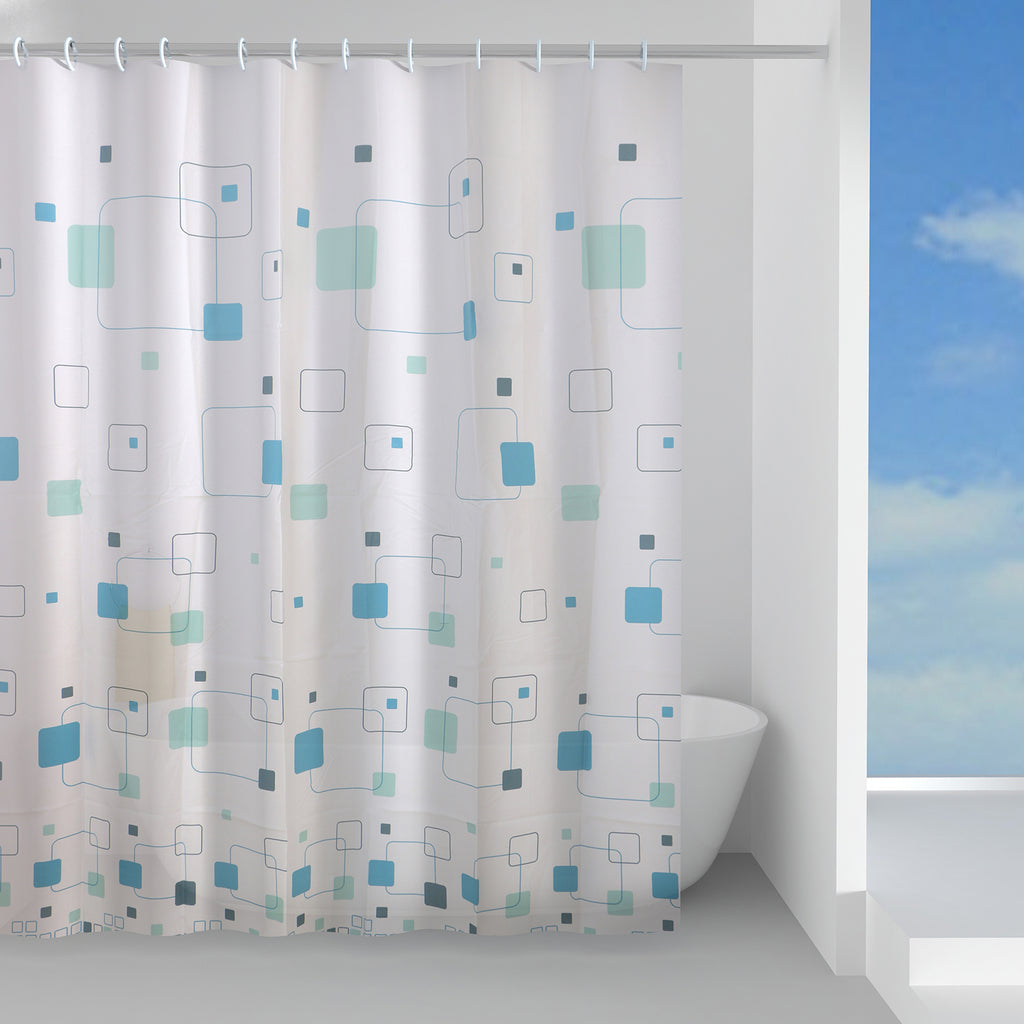 Tenda doccia in Peva 180x200 cm modello Schema di Gedy - Celeste e Turchese