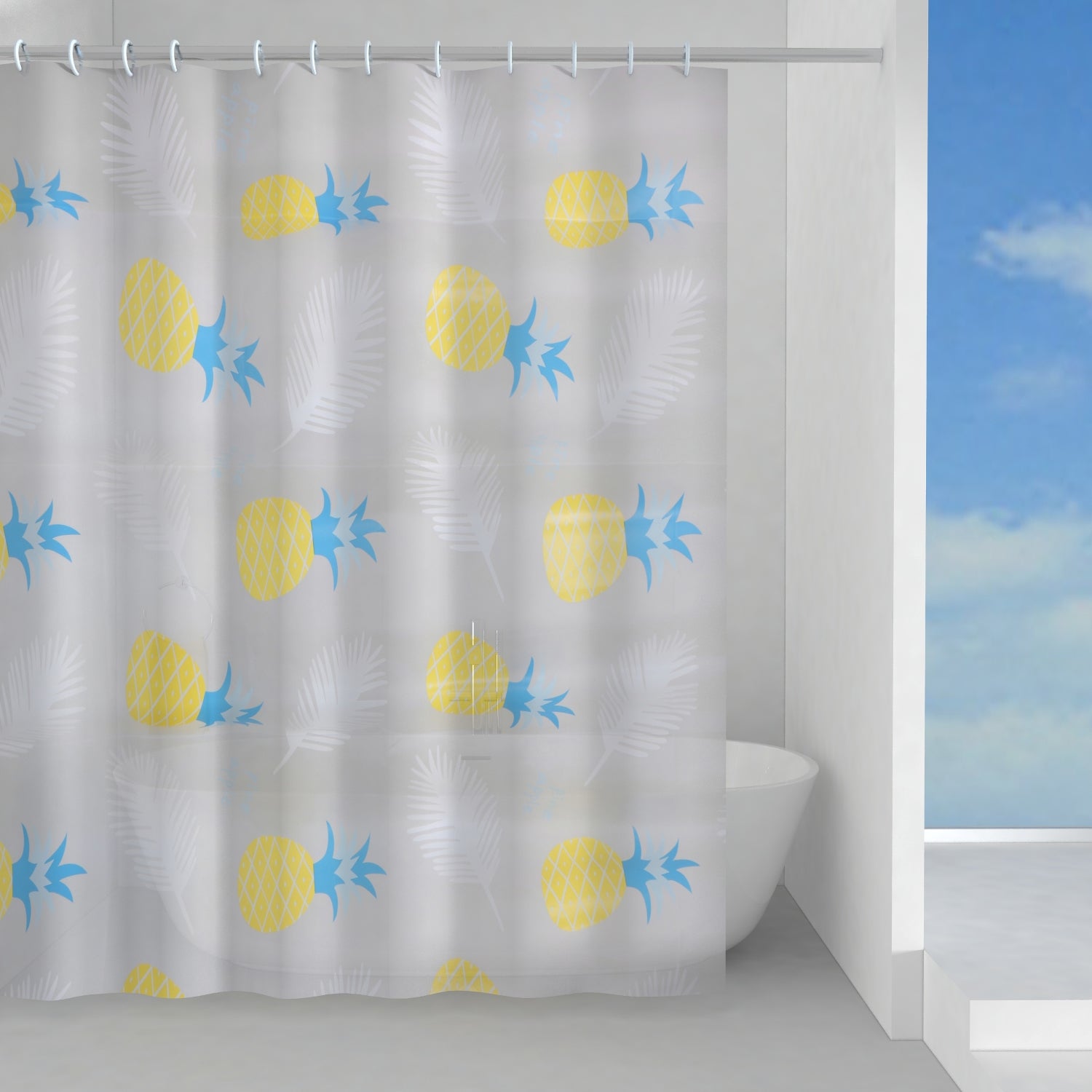Tenda doccia in Peva 180x200 cm modello Tropical di Gedy - Azzurro e Giallo