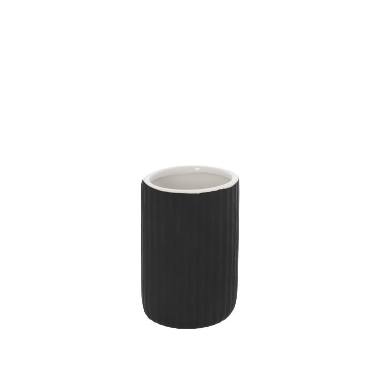 Portaspazzolini in ceramica soft touch BathCore serie Prisma - Nero
