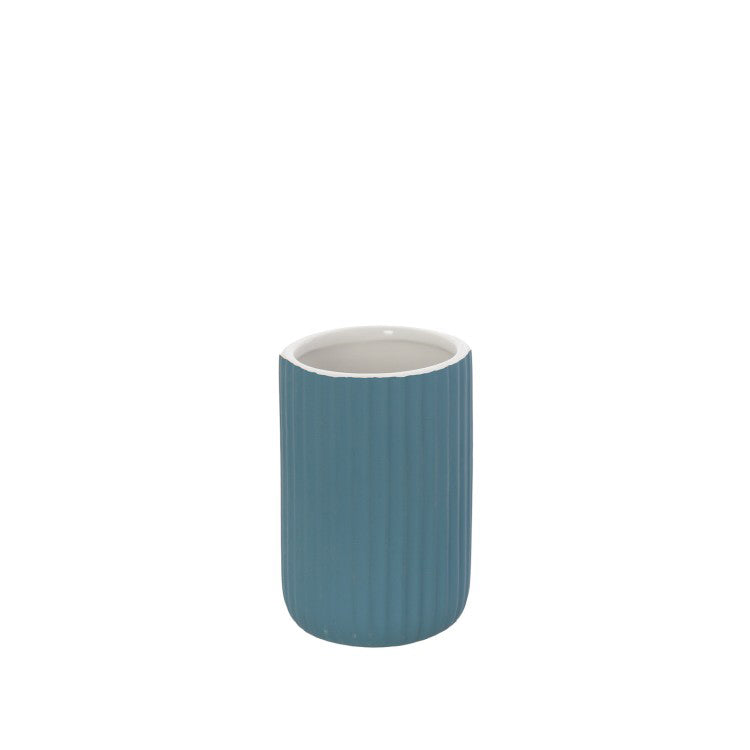 Portaspazzolini in ceramica soft touch BathCore serie Prisma - Blu pastello