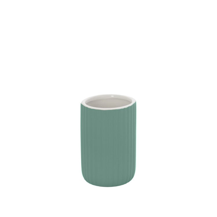 Portaspazzolini in ceramica soft touch BathCore serie Prisma - Verde