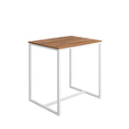 Sgabello collezione Scagni Lineabeta con struttura in acciaio verniciato bianco e seduta in laminato rovere castano