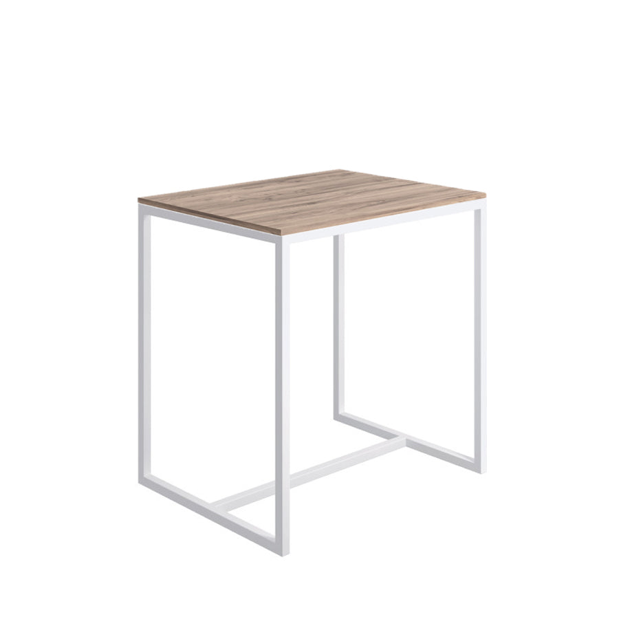 Sgabello collezione Scagni Lineabeta con struttura in acciaio verniciato bianco e seduta in laminato olmo fumÃ¨