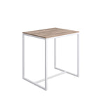 Sgabello collezione Scagni Lineabeta con struttura in acciaio verniciato bianco e seduta in laminato olmo fumÃ¨