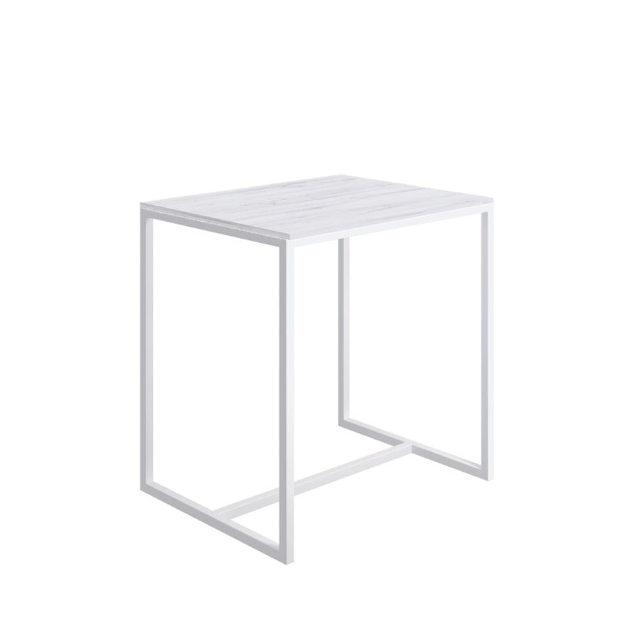 Sgabello collezione Scagni Lineabeta con struttura in acciaio verniciato bianco e seduta in laminato olmo bianco