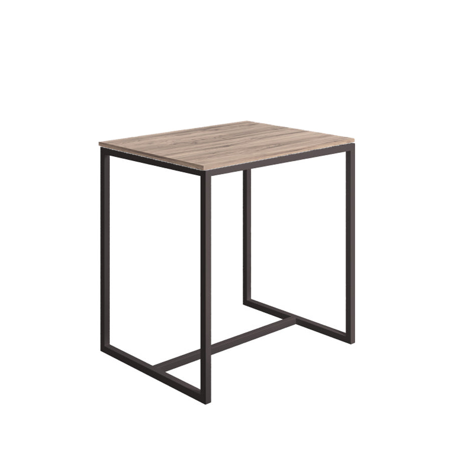 Sgabello collezione Scagni Lineabeta con struttura in acciaio verniciato nero e seduta in laminato olmo fumÃ¨