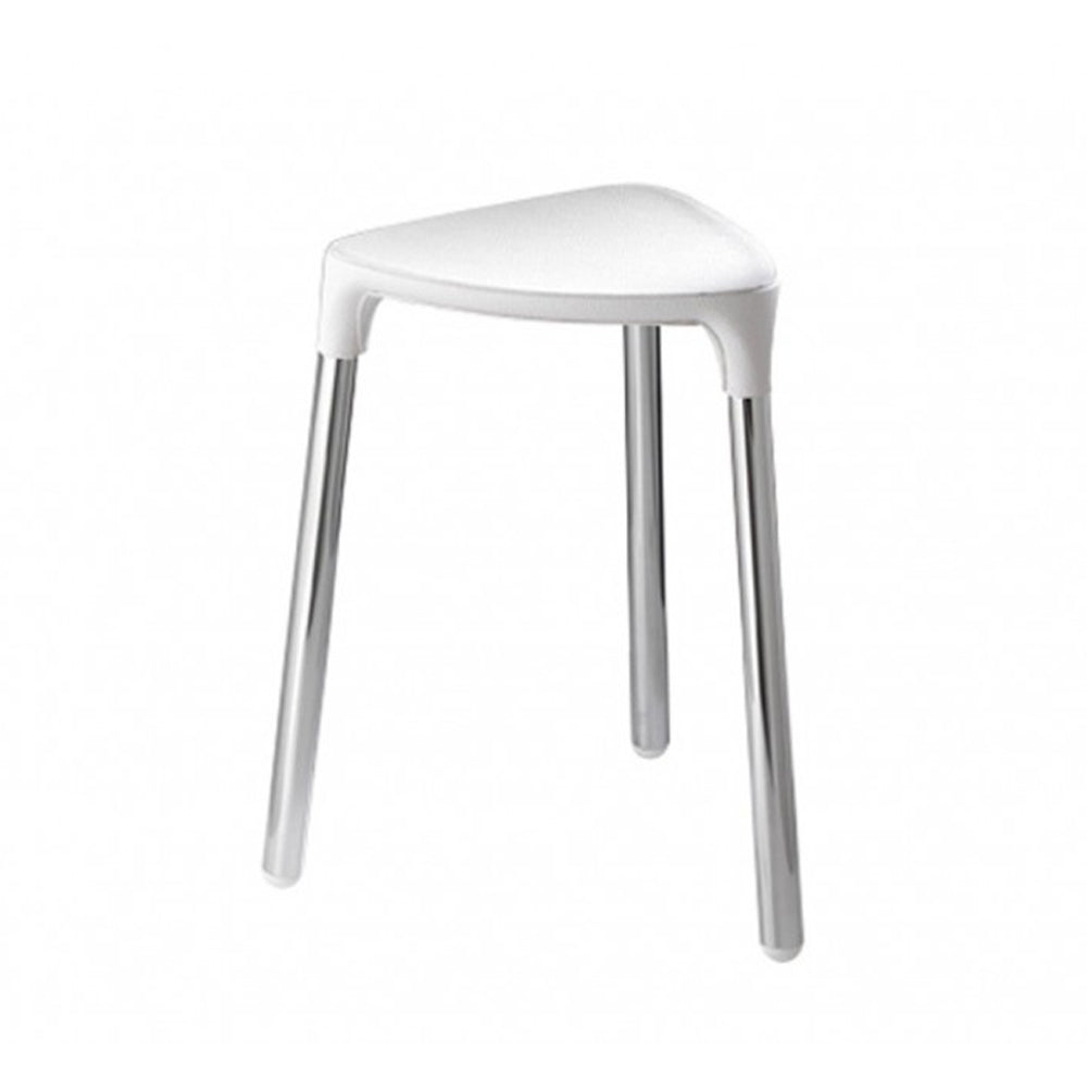 Sgabello Yannis di Gedy in acciaio inox e resine termoplastiche - Bianco