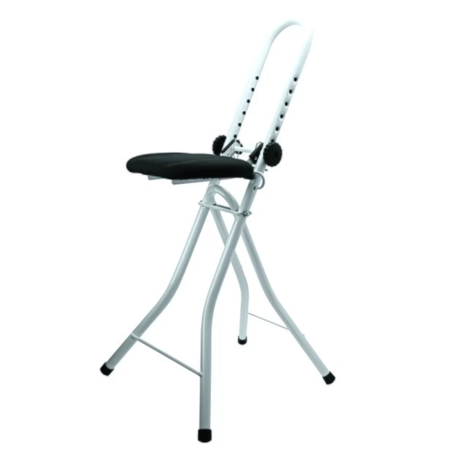 Sgabello da stiro regolabile e pieghevole in acciaio colore bianco