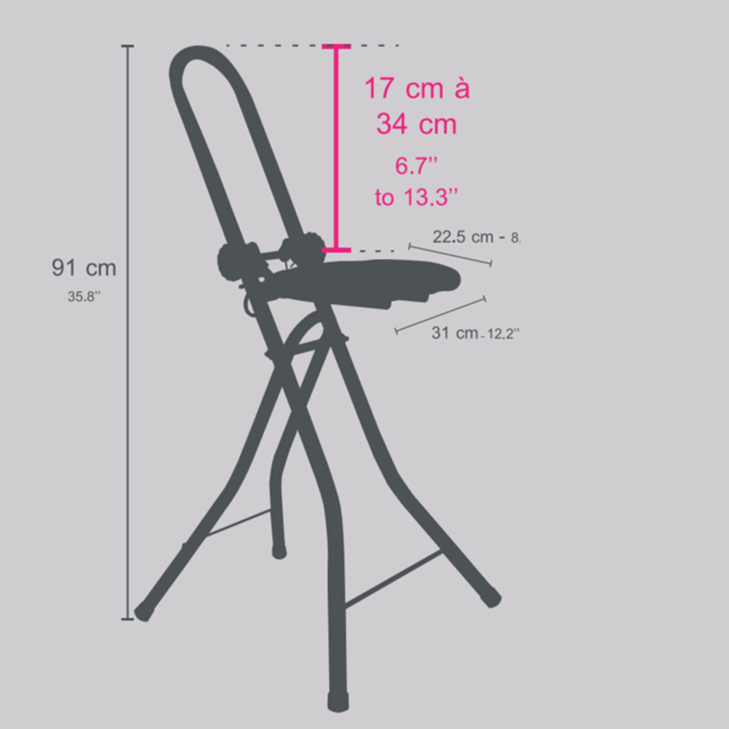 Sgabello da stiro regolabile e pieghevole in acciaio colore bianco