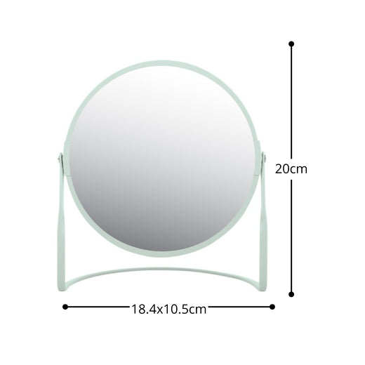 Specchio ingranditore da tavolo su base in acciaio modello Akira colore verde ghiaccio opaco