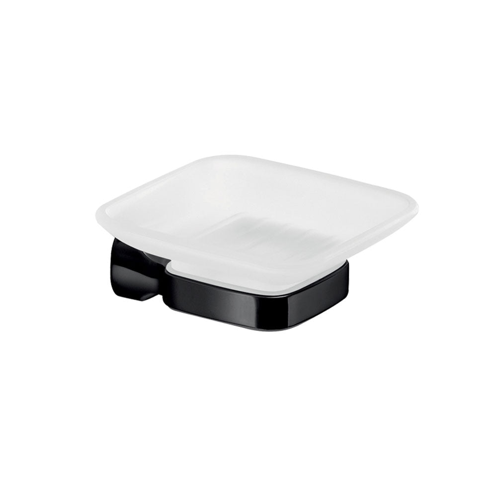Portasapone a parete in Acciaio Inox e Vetro Satinato Gedy serie Stelvio - Nero Matt