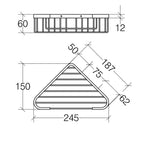 Angolare doccia grigliato stondato in ottone cromato 24
