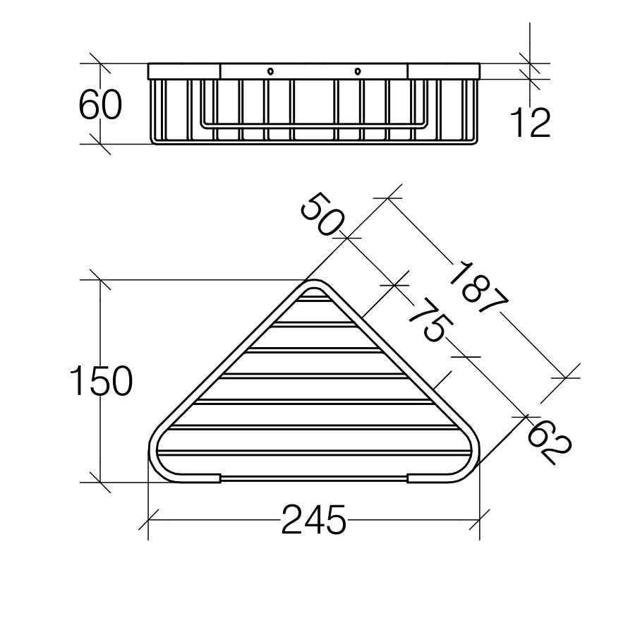 Angolare doccia grigliato stondato in ottone cromato 24