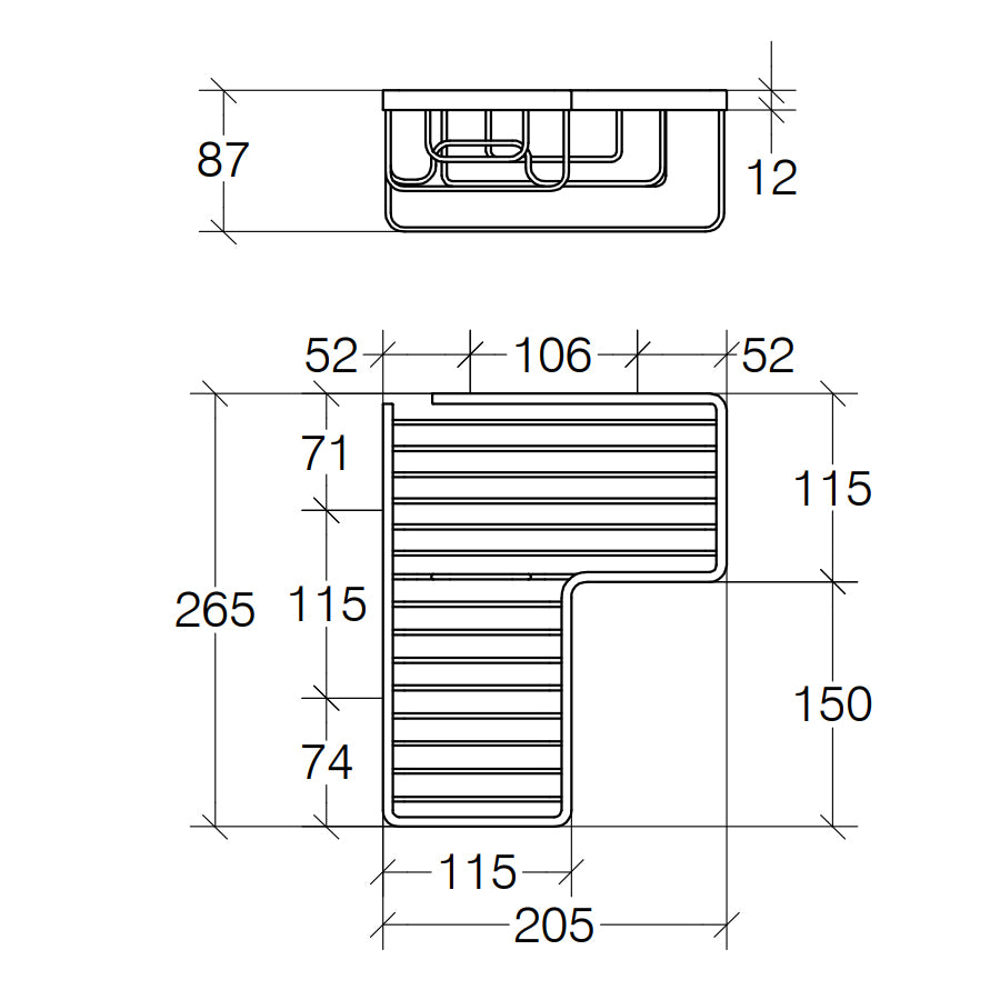 Portaoggetti angolare doccia grigliato a forma di L in ottone cromato Lineabeta collezione Filo