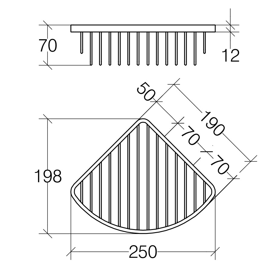 Portaoggetti angolare doccia grigliato in ottone cromato Lineabeta collezione Filo - Raggio cm 19