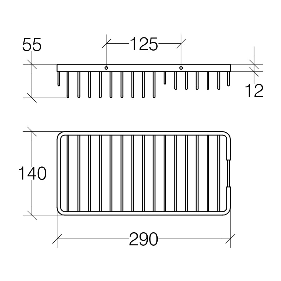 Portaoggetti doccia grigliato rettangolare in ottone cromato 29x14 cm collezione Filo di Lineabeta