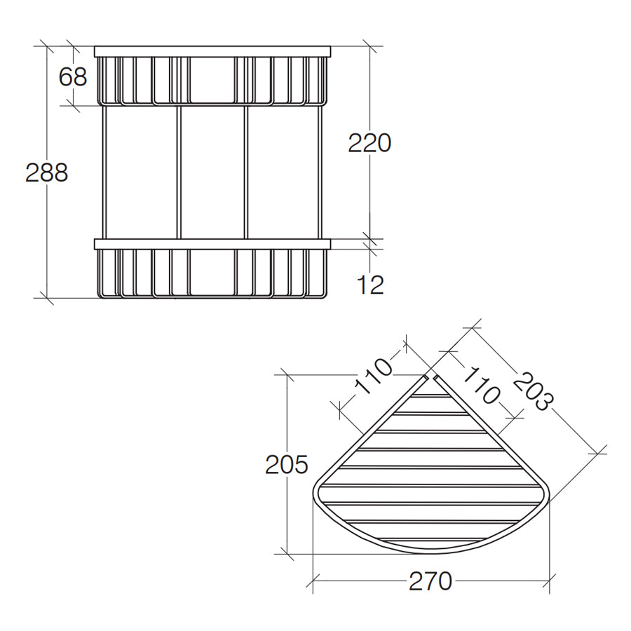 Griglia portaoggetti doccia angolare doppia in ottone cromato Lineabeta collezione Filo