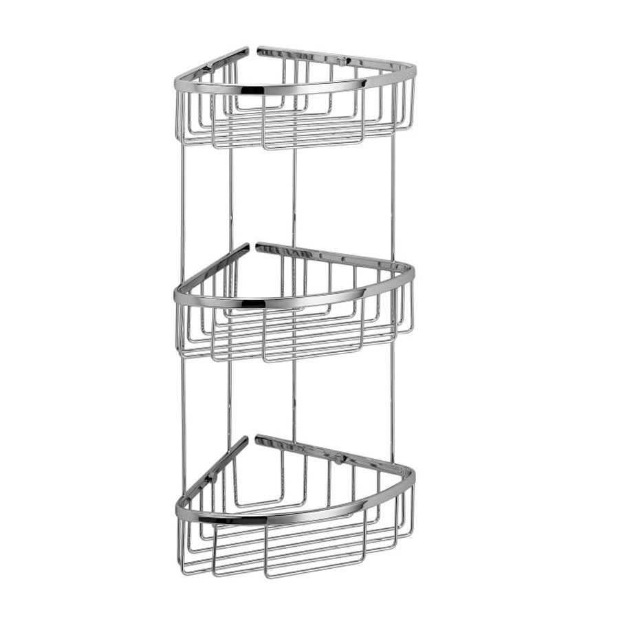 Griglia portaoggetti doccia angolare tripla in ottone cromato Lineabeta collezione Filo
