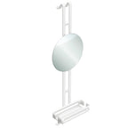 Griglia portaoggetti doccia da appendere con ripiano contenitore e specchio regolabile Lineabeta collezione Filo in alluminio verniciato bianco