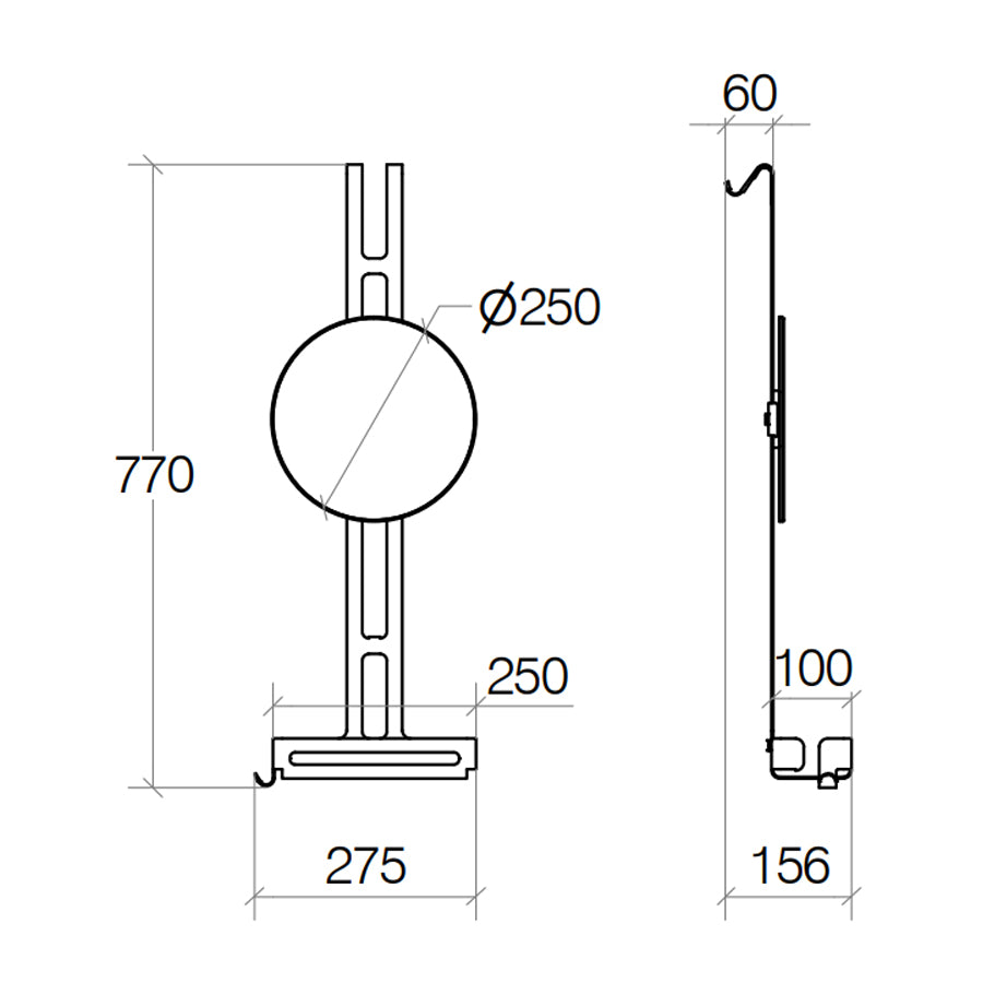 Griglia portaoggetti doccia da appendere con ripiano contenitore e specchio regolabile Lineabeta collezione Filo in alluminio verniciato nero