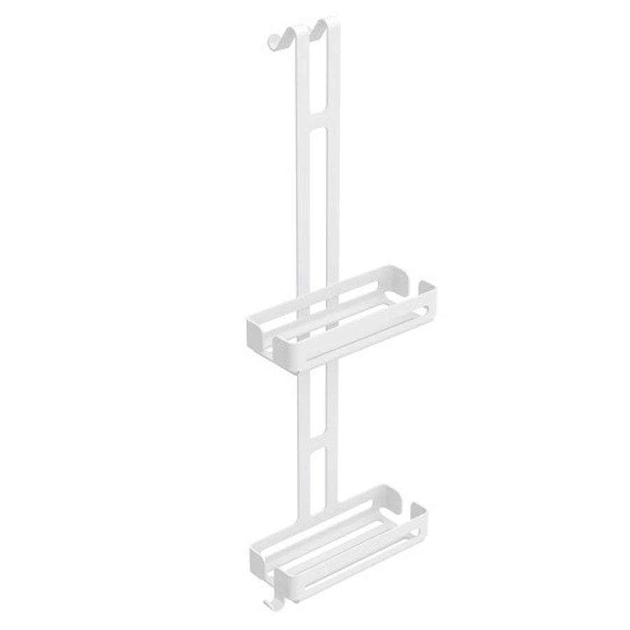 Griglia portaoggetti doccia da appendere con doppio ripiano contenitore Lineabeta collezione Filo in alluminio verniciato bianco