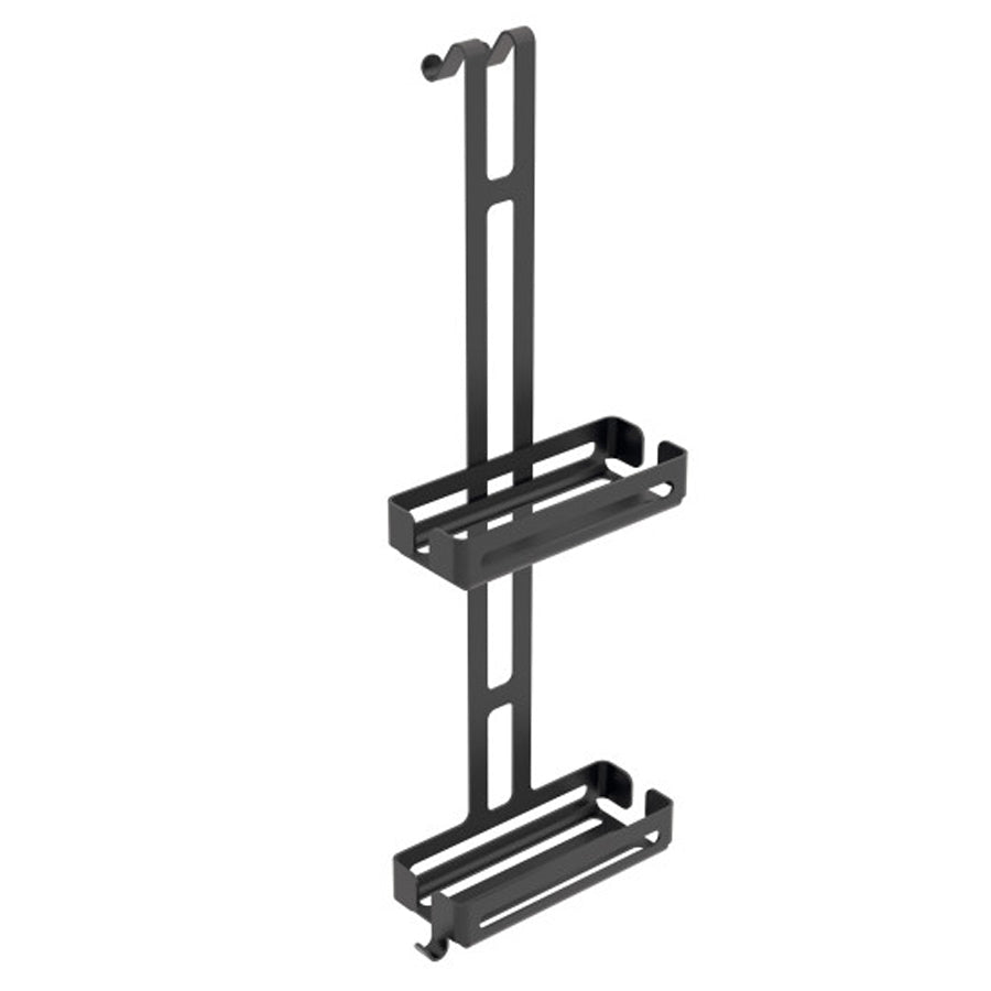 Griglia portaoggetti doccia da appendere con doppio ripiano contenitore Lineabeta collezione Filo in alluminio verniciato nero