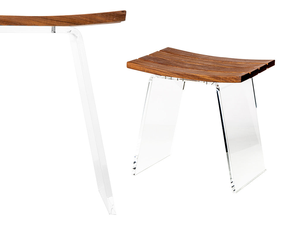 Sgabello 'Koi Stool' con seduta in legno Teak by Cipi cm 45 x 34 x 43