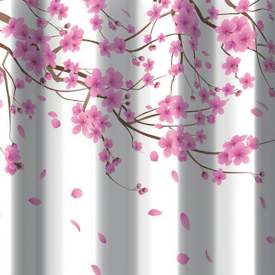 Tenda per doccia 2 lati in tessuto. Fantasia Sakura Rosa Dimensioni cm 180x200h