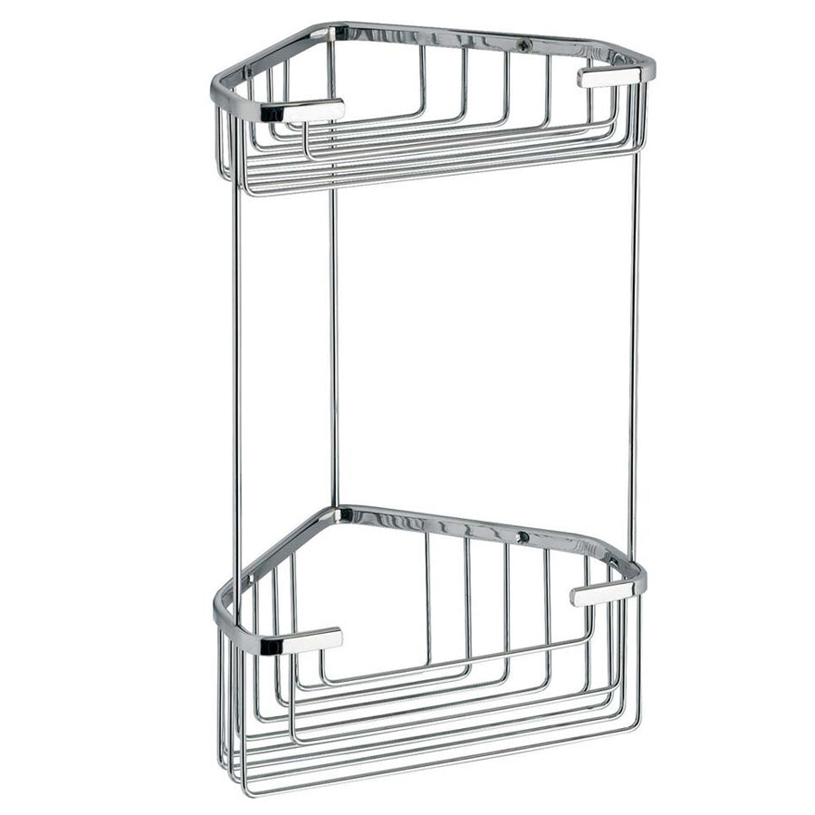 Portaoggetti doccia angolare a due ripiani modello Augustus di Gedy - Cromato