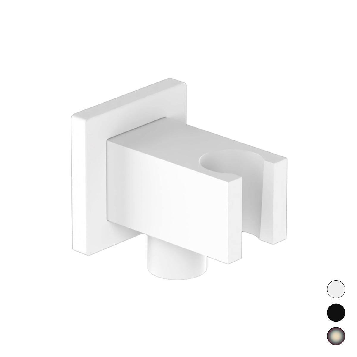 Supporto doccia minimale quadro con spresa acqua Remer - Nichel Spazzolato Opaco